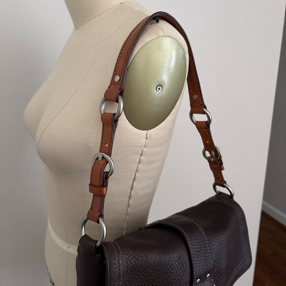 Vintage Coach CHELSEA Brown Pebbled Leather Shoulder Handbag Flap - Picture 3 of 11